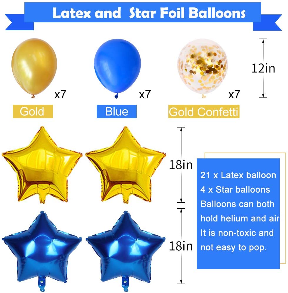 29Pcs Happy Year Balloon Set 40inch Foil Number Balloon Graduation Celebration Welcome Blue Gold Party Decorations