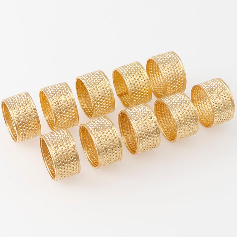 10pc guld finger beskytter nål fingerbøl antik ring håndbearbejdning metal syning værktøjer diy håndværk sy tilbehør: Default Title