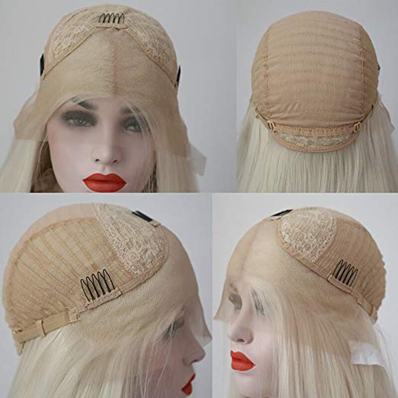 Pelucas de QUINLUX pelucas de onda largas y negras resistentes al calor de fibra de pelo pelucas de encaje sintético para mujeres pelucas de maquillaje de uso diario