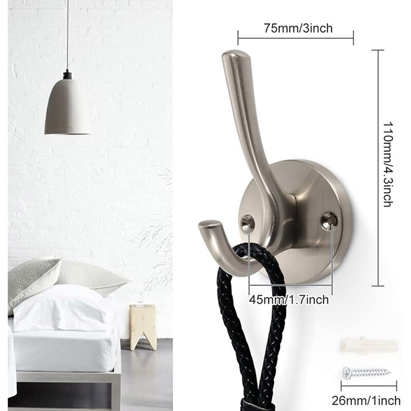 Coat Hooks 2 Pack Bathroom Hooks for Wall Robe Hook Decorative Metal Closet Hooks for Hanging Coats and Hat Hooks