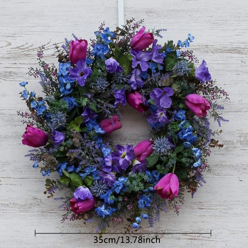 Tulip Purple Lavender Wreaths For Front Door Wreath Spring Wreath Handmade Welcome Wreath Spring Farmhouse Home Decoration