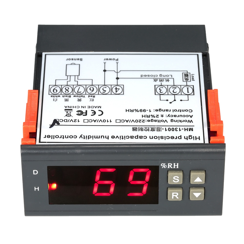 MH13001 10A 220V Mini contrôleur de contrôle d'humidité de l'air numérique Thermostat de mesure Hygromstat régulateur d'humidité de la température
