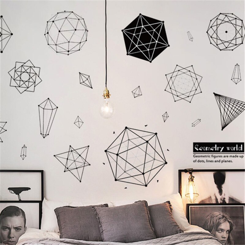 Geometric Patterns Polygon Wall Stickers for Living room Kids room Bedroom Classroom Nursery Vinyl Wall Decals Murals Sticker