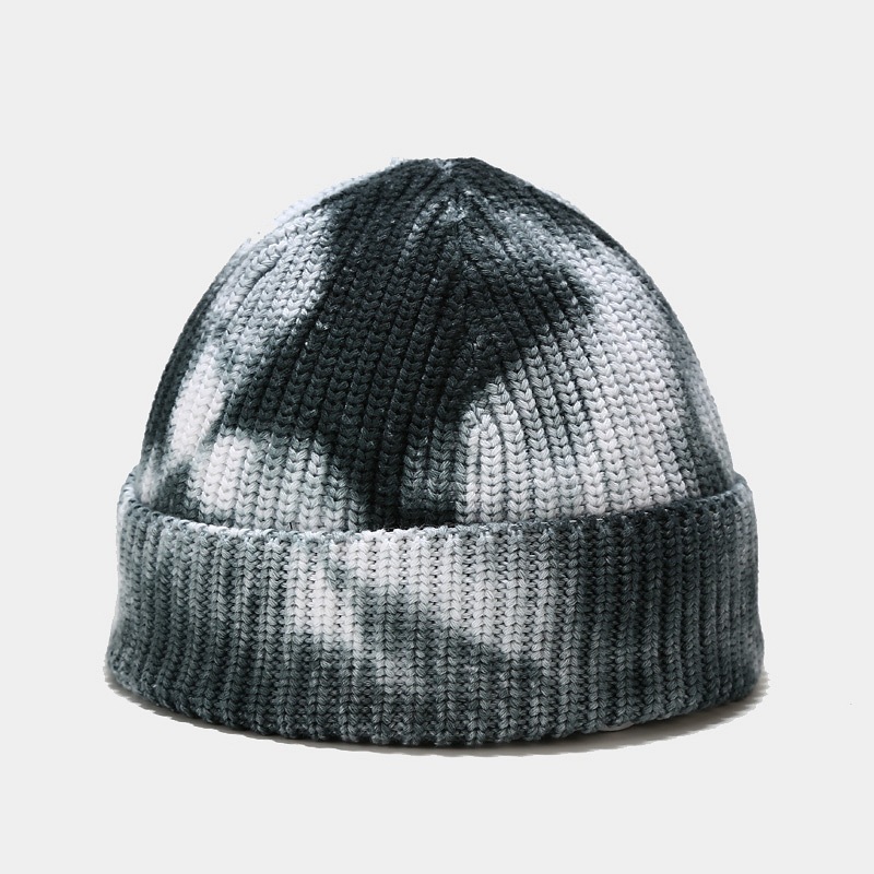 binden Farbstoff Mütze für Männer Winter Hüte für Frauen Motorhaube Brimless Kappe Erwachsene lässig Druck Gestrickte Kpop betroffen Herbst Hütte ZZ-293: 3