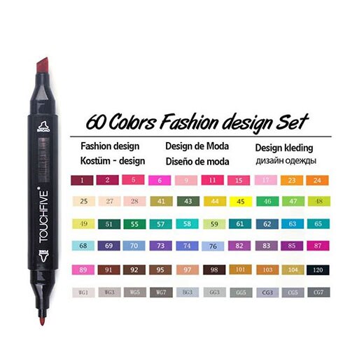 Alcohol Based Markers Touchfive for Drawing Sketch Marker Pen Set Dual tip 10/30/40/60/80/168 Colors Art Marker for School: Fashion 60 Black