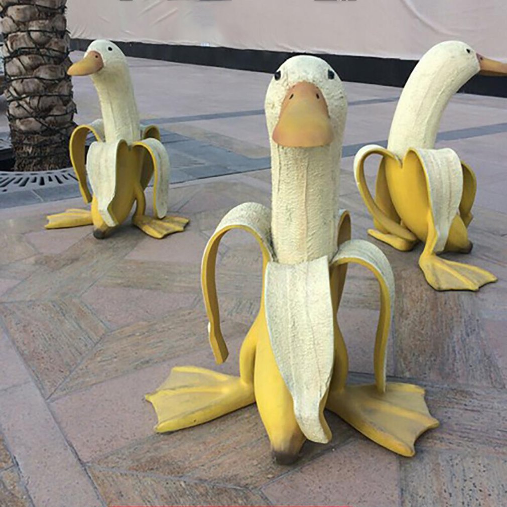 Pato de plátano, esculturas creativas para decoración de jardín, decoración de jardinería Vintage, arte caprichoso, pato de plátano pelado, estatuas artesanales para el hogar