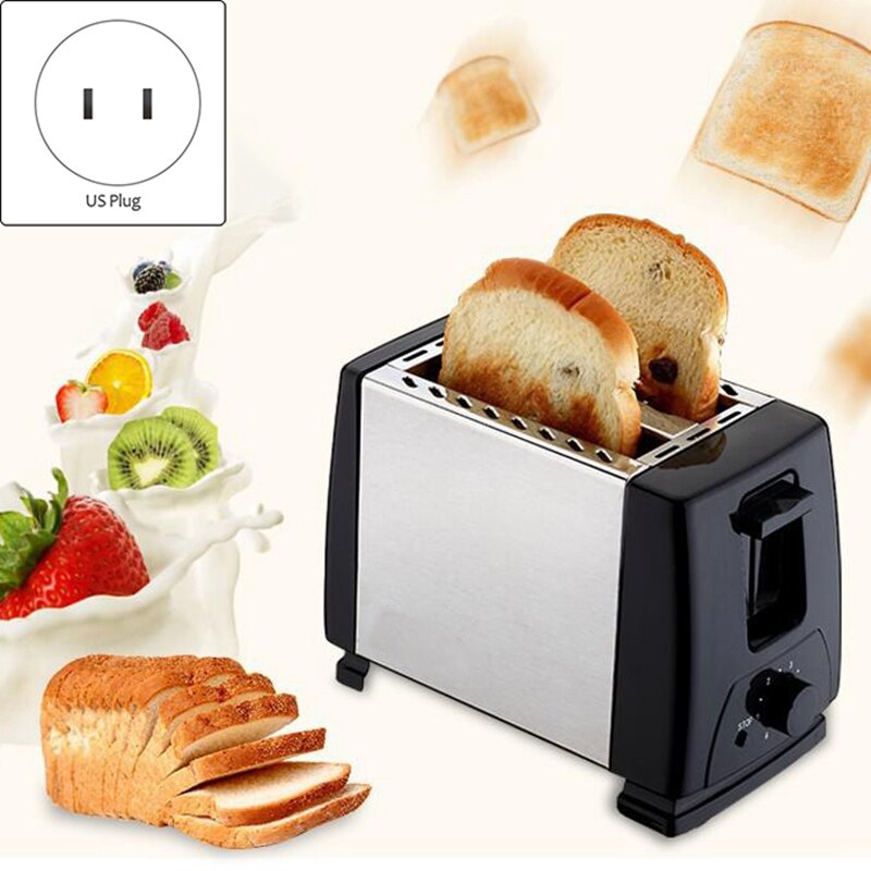 Toaster 2 Slice Stainles Steel Bread Extra Wide Slot Compact Toasters,Electrical Small Bread Machine for Waffles: Black silver
