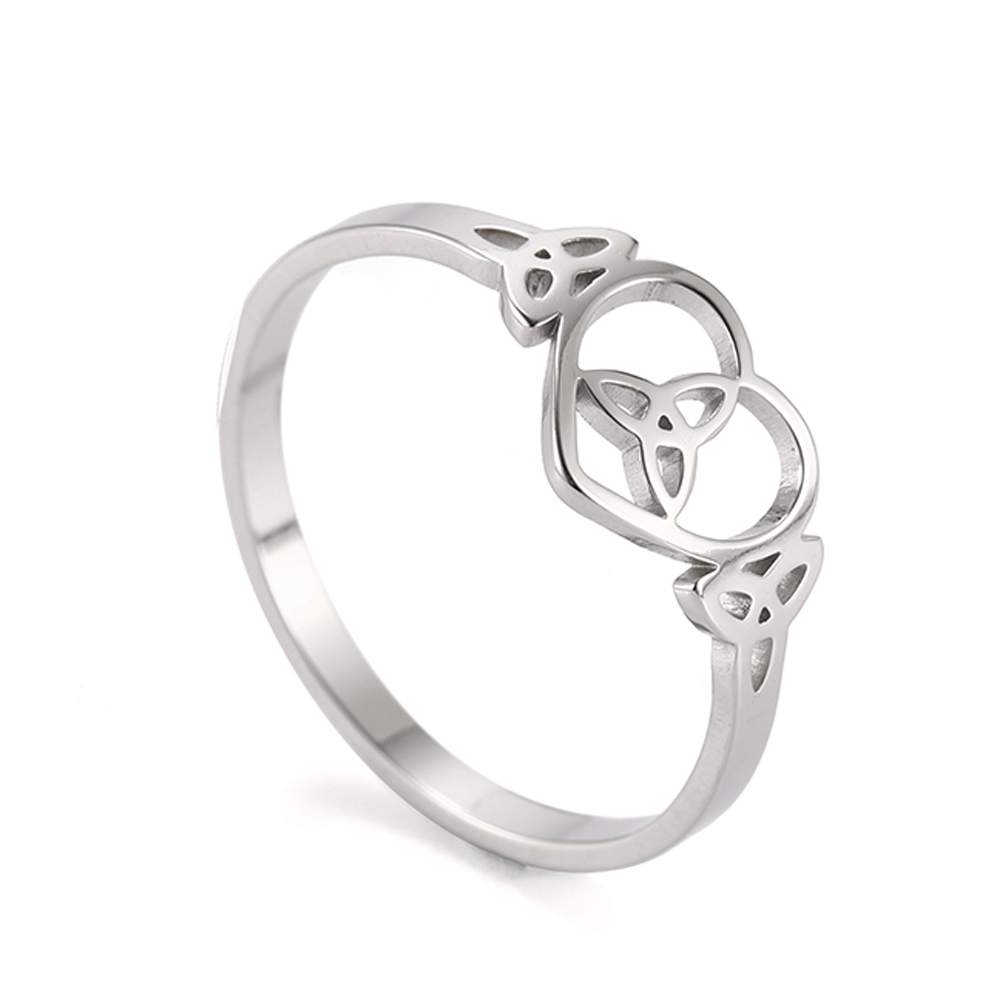 Dawapara Witch Knot Ring for Women Stainless Steel Celtis Knot Ring Witchcraft Amulet Pagan Wiccan Jewelry Valentine's Day: 9 / Brown