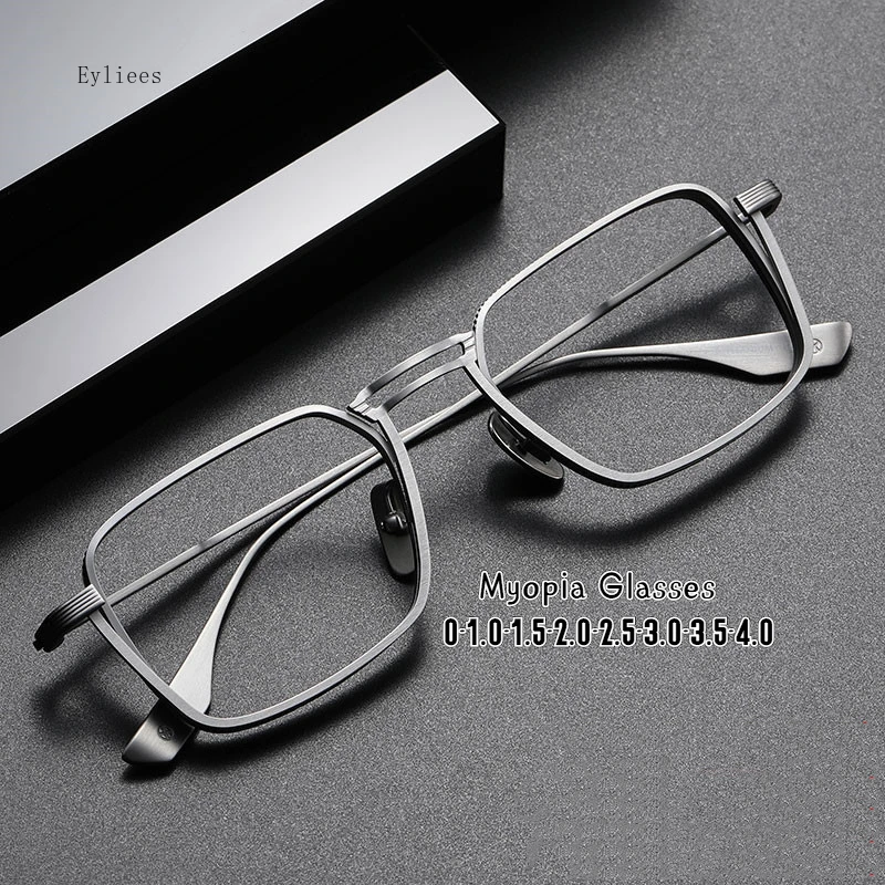 Lunettes de myopie classiques de forme carrée pour hommes et femmes, lunettes transparentes dioptriques, style d'affaires, 0 ~-5.0