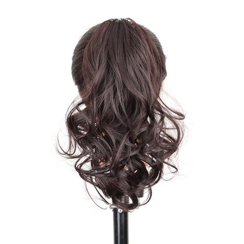 10 pulgadas sintético corto ondulado rizado cola de caballo garra Clip en extensión de cabello marrón Rubio negro postizo para mujeres: #14
