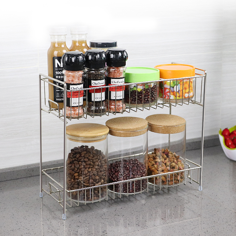 2Tiers Kitchen Spice Jar Rack 304 stainless steel kitchen spice rack