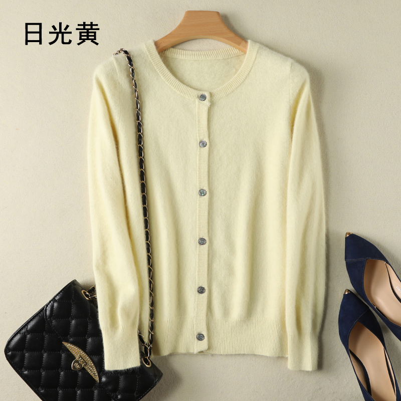 Frauen Strickjacke Große Größe Warme Reine Nerz Kaschmir Pullover Oansatz Lose Mantel Weibliche Pullover Damen Jacke Solide Stricken Strickjacken: XXL / YELLOW