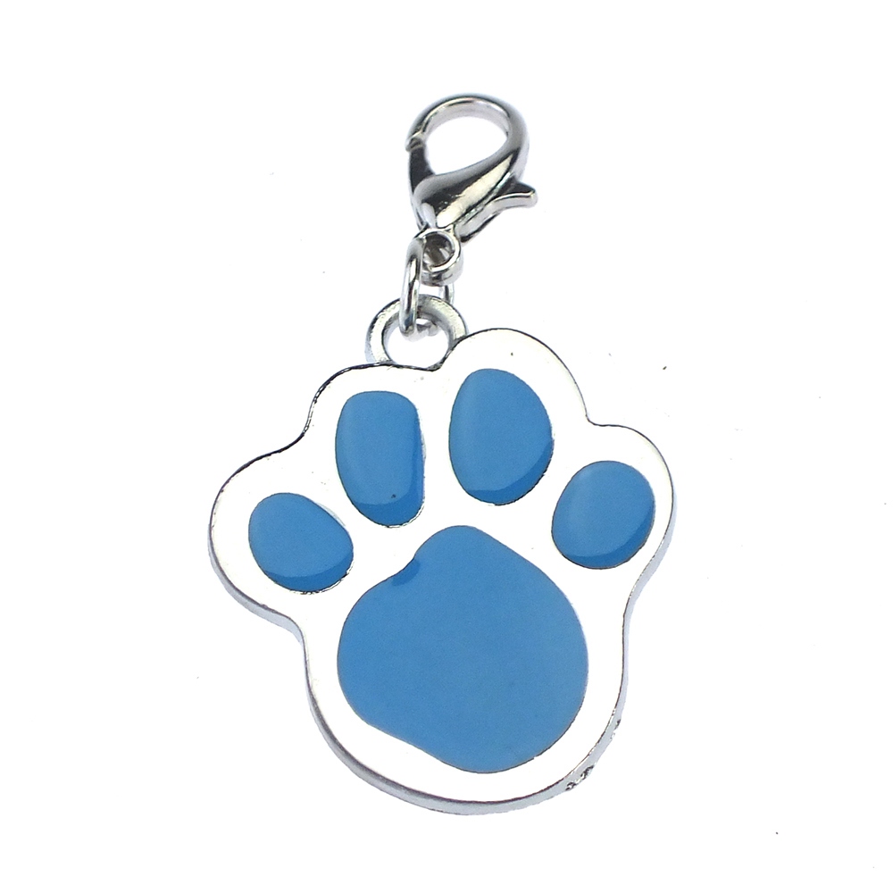 Etiquetas de identificación para perros, etiqueta de identificación, Metal sólido, garra de huellas de mascotas, Collar para perro, colgantes decorativos, accesorios para mascotas, gatos, CZ0001: blue
