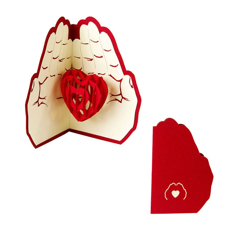 3D Pop Up Greeting Card Love In Hands Birthday Good Luck Valentine Christmas Postcard: Default Title