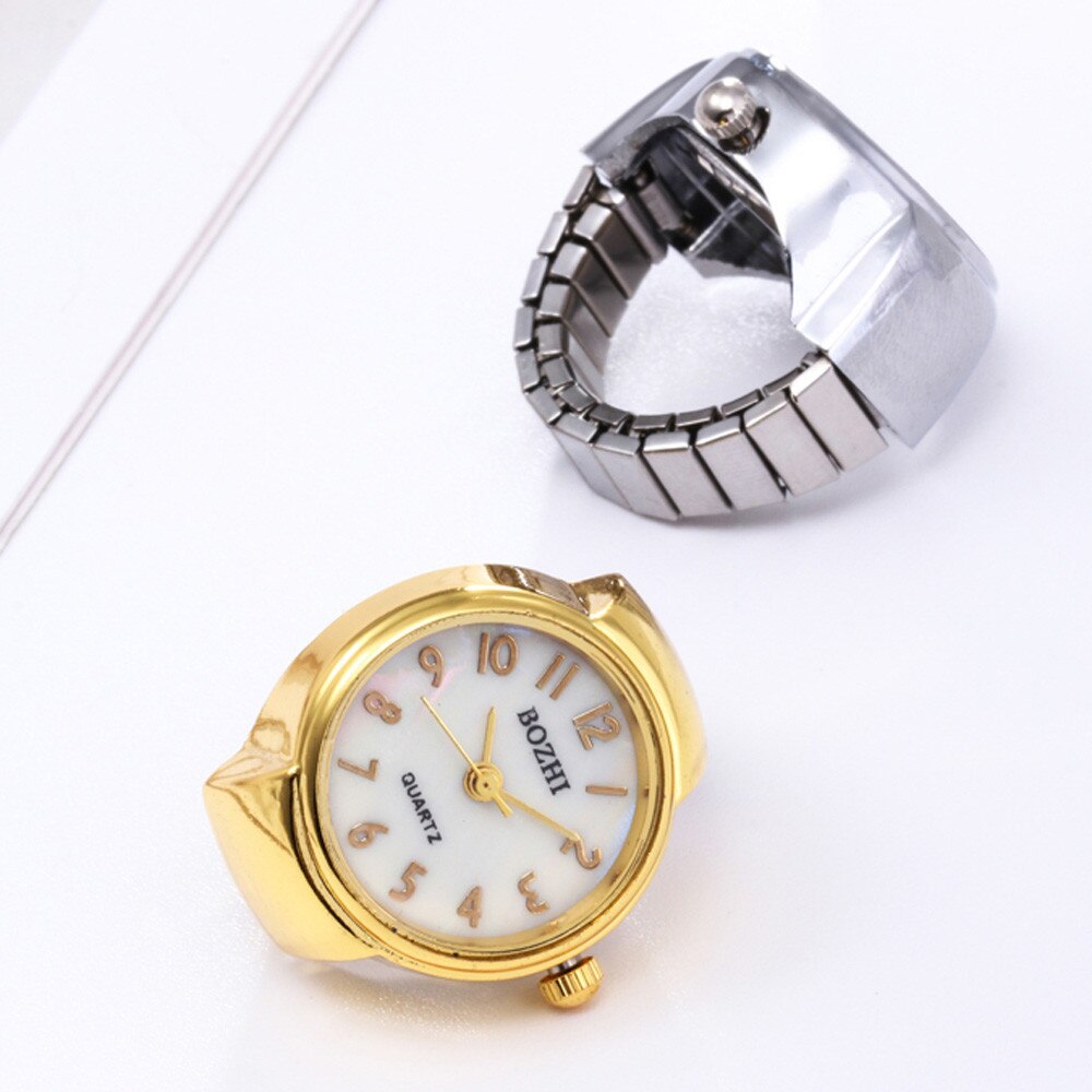 Dial Quartz Analoog Horloge Creatieve Staal Cool Elastic Quartz Finger Ring Horloge Mannen Vrouwen Horloges Beknopte All-Match Casual horloge