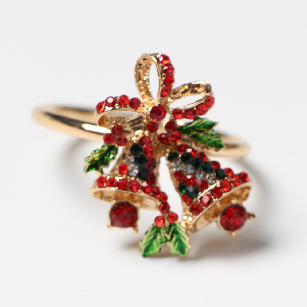 High-end Christmas Tree Napkin Ring Bow Flower Wreath Mouth Ring Hotel Sample Room Set Table Christmas Napkin Buckle: bell
