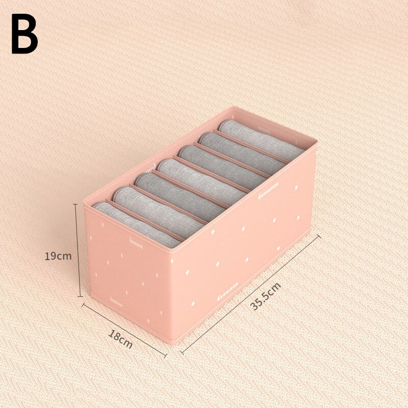 Large Storage Box Foldable Wardrobe Closet Cabinet Drawer Divider Clothes Pants Underwear Socks Sweater Separation Organizer: B
