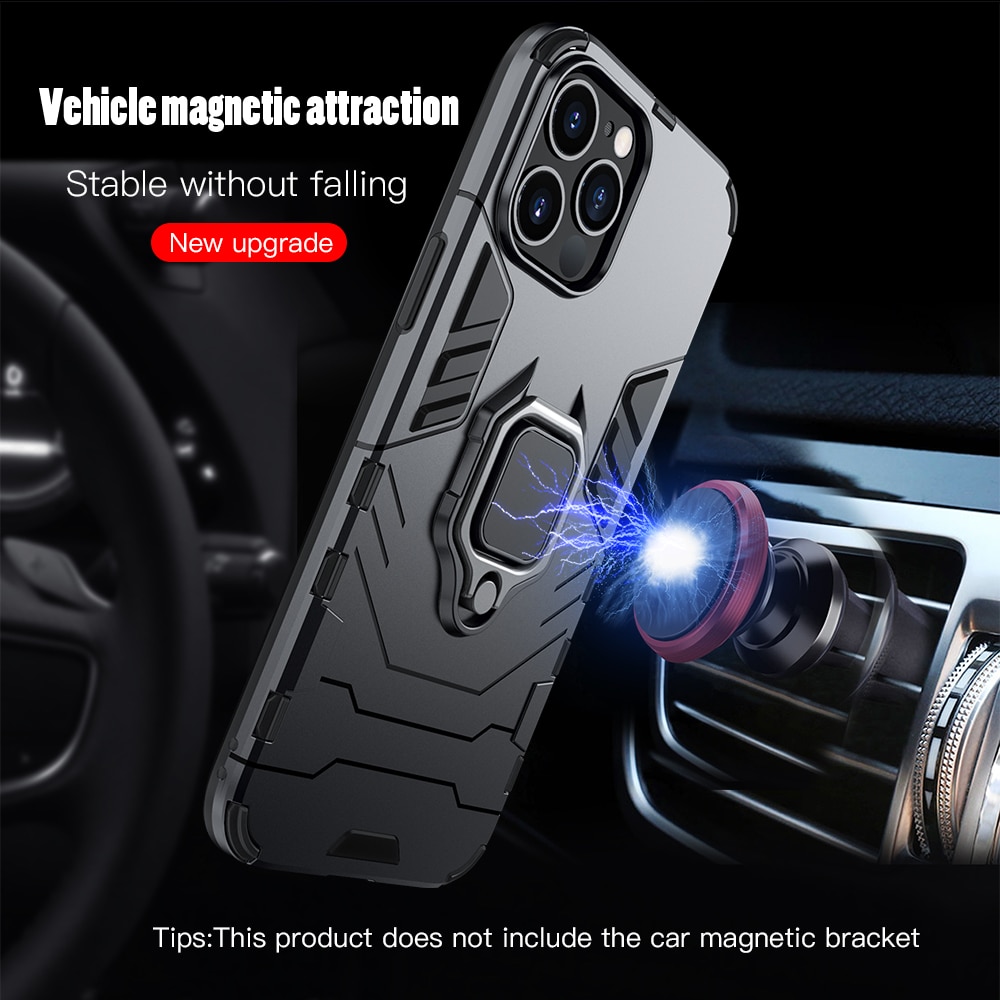 KEYSION Shockproof Armor Case for iPhone 12 Pro 12 Pro Max Ring Stand Silicone Phone Back Cover for Apple iPhone 12 Mini 12 Pro