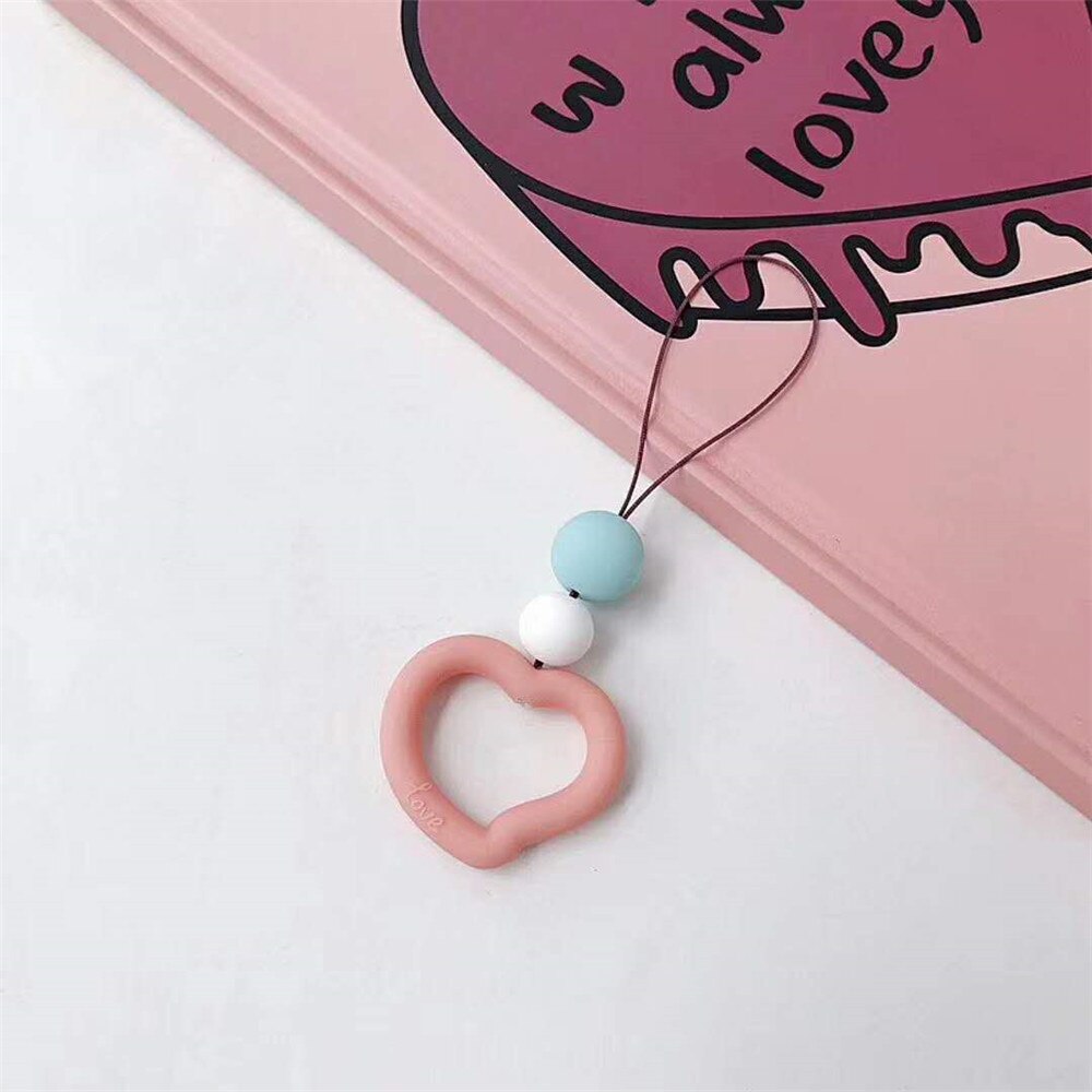 Silicone coração amor macaron laço telefone macio original para iphone kawaii bonito universal anel do telefone móvel pulseira de dedo charme: 6