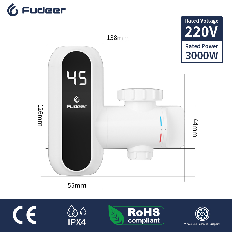 Fudeer 220V Water Heater Bathroom Accessories Electric Water Heater Kitchen Faucet Conector Instant Water Tap Adapter