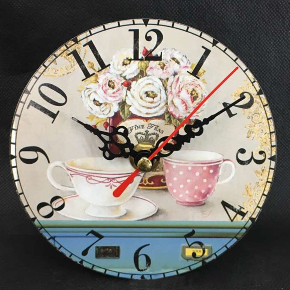 12cm vintage hjem rustikt køkken træ kontortimer antikt lurvet chikt vægur hjemme eller kontorindretning