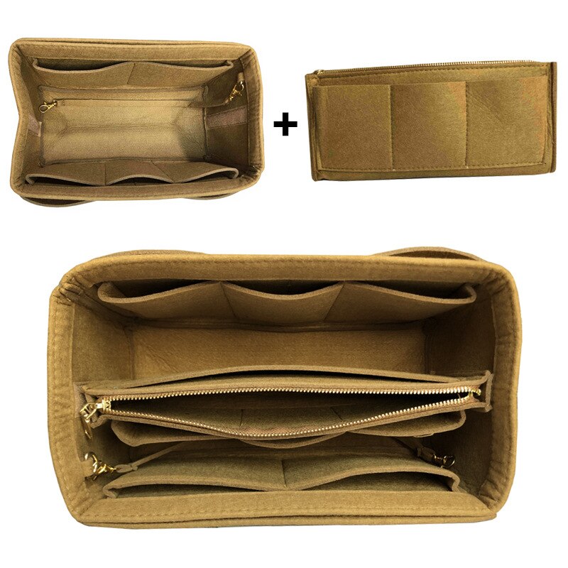 Nowe popularne damskie organizator na przybory do makijażu filcowa wkładka do woreczków wielofunkcyjna kosmetyczka podróżna do przechowywania kosmetyków: light brown