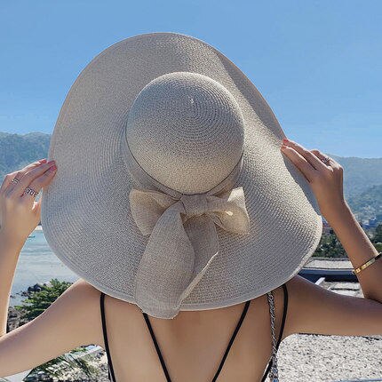 Zomer Strooien Hoed Dames Beach Seaside Reizen Zonnehoed Zon Bescherming Grote Dakranden Visser Hoed Panama Dames Zonnehoed: 04