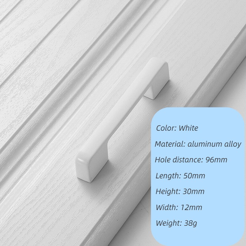 96mm 128mm 160mm 192mm Modern White Aluminum Alloy Cabinet Drawer Knobs Handles Kitchen Wardrobe Pulls Handles for Furniture: 96mm