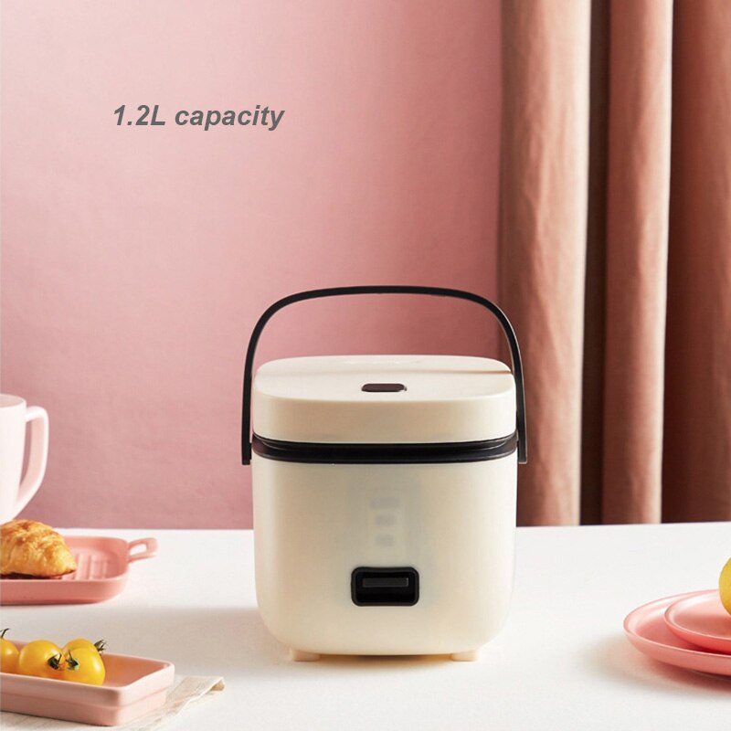 220V 200w Electric Rice Cooker Portable Cooking Pot Food Warmer Electric Heating Cooker Steamer Cooker Insulation Lunch Box 1.2L