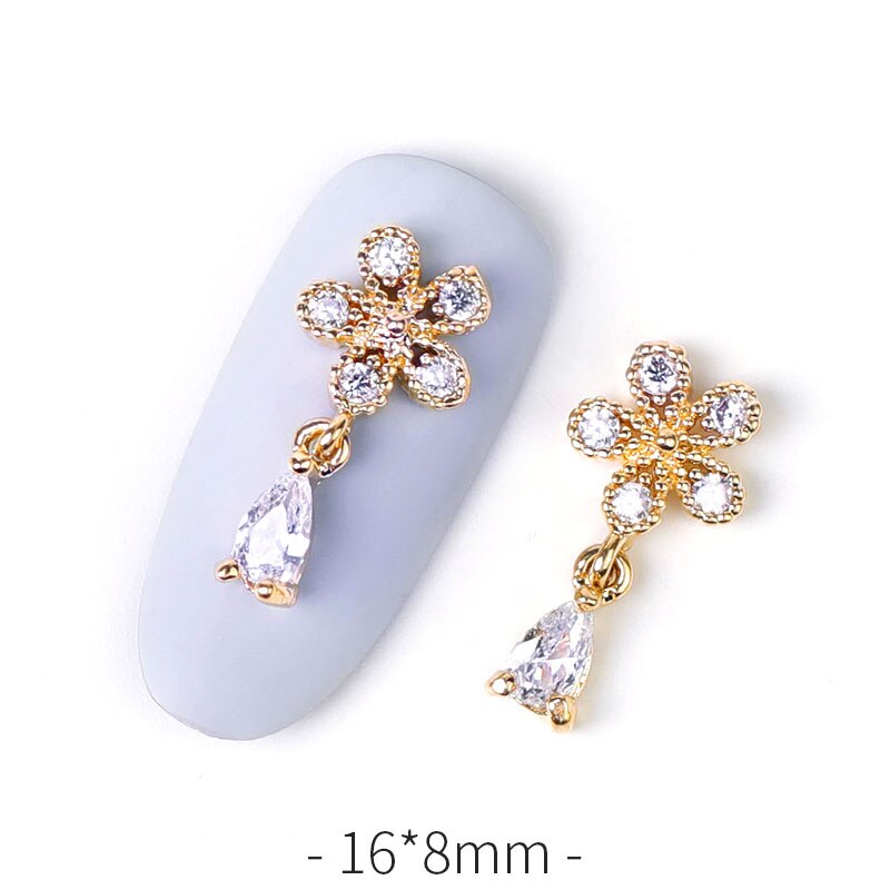 2 pieces water Crystal Dangle Chain Charms Nail Jewelry Decorations 6 type luxury Zircon Crystal Rhinestones For Nails: 121-4