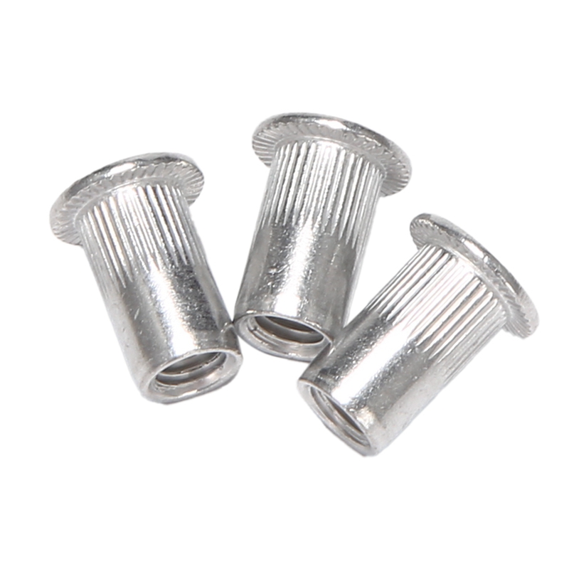 M5 Aluminum Flat Head Rivet Nut Insert Nuts Silver Tone 20Pcs