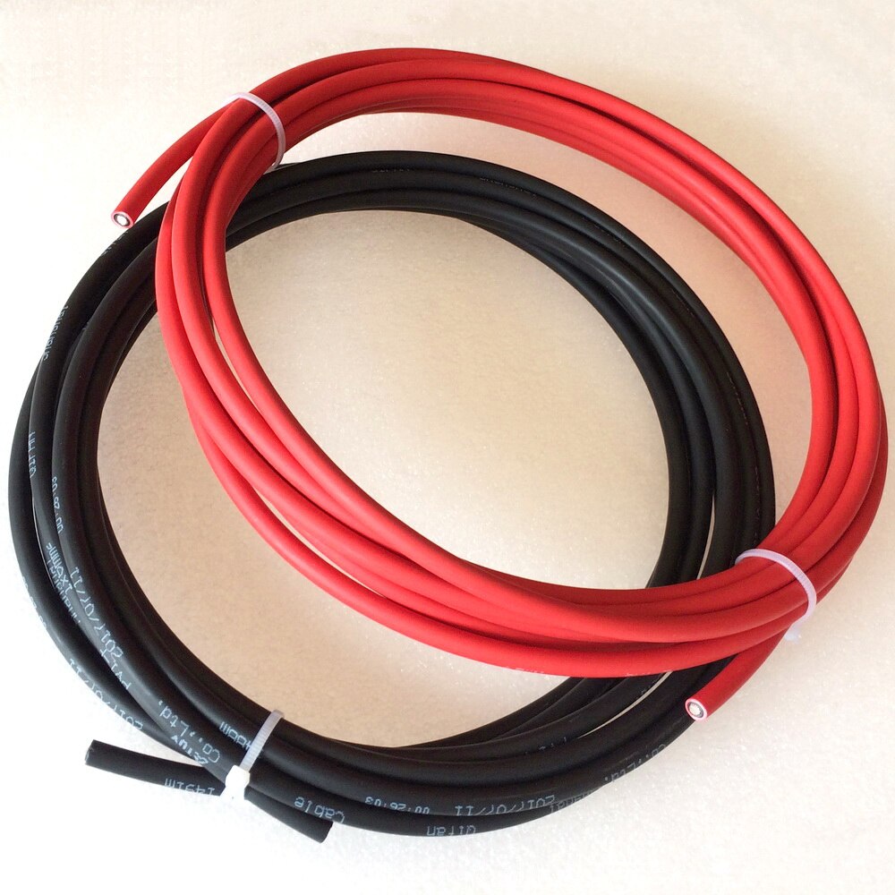 Zonnestelsel Pv Kabel Gebruikt Voor Zonnecellen Panel Verbinding 2.5 M Rood + 2.5 M Black Solar Kabel 4mm2 6mm2 10mm2