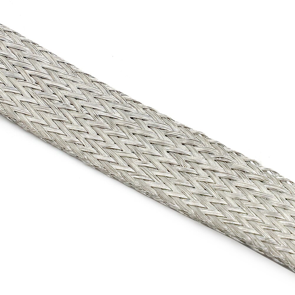 5 piece 8" x 1/2" Braided Ground Straps Tinned Copper (1/4" Ring to 1/4" Ring)-