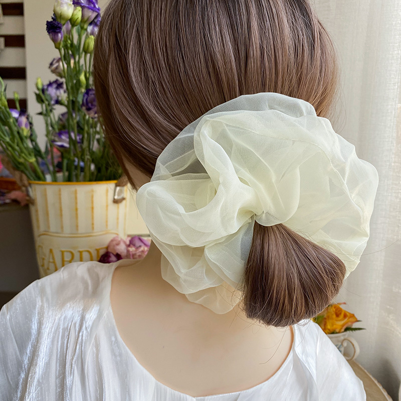 Para mujer, Scrunchie de encaje de gran tamaño para el cabello, cuerdas elásticas para el cabello de Color sólido, lazos para el cabello, banda para el cabello, accesorios elegantes para el cabello: Verde