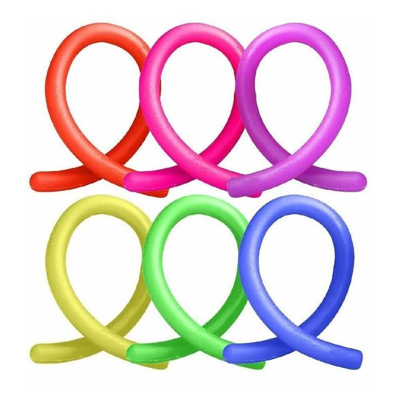 6 Pcs/Lot Noodle Stretch/Pull/Twirl/Wrap Toy Slings DIY Toys Hand-knit Rope TPR Soft Anti Stress Rope Toys Fidget Fidget Toy