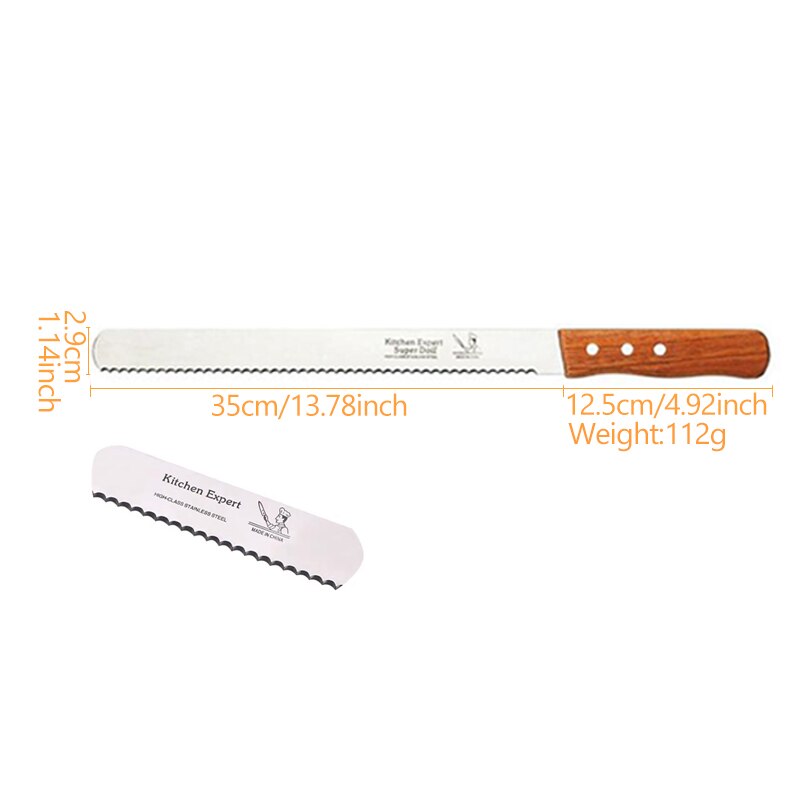 8/10/12/14 Inch Best Serrated Bread Knife Cake Cutting Knife Long Baguette Cutter Stainless Steel Loaf/Bread Slicer/Slicing 0085: Coarse tooth  14inch