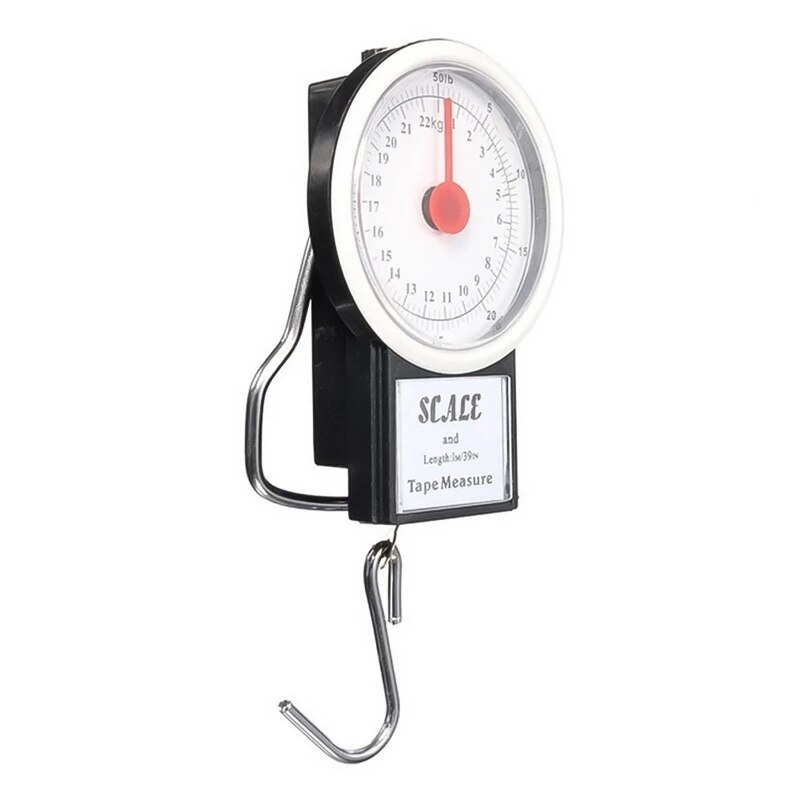 22kg Portable Mini Dial Luggage Scale Multi-Function Hanging Scale Measure Balance Kitchen Hook Scale