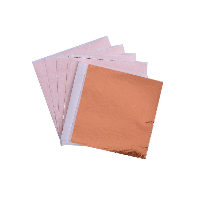 100 pçs 8x8.5cm arte artesanato papel imitação de ouro tira folhas folha cobre folhas folha papel para dourado diy artesanato decoração: rose gold