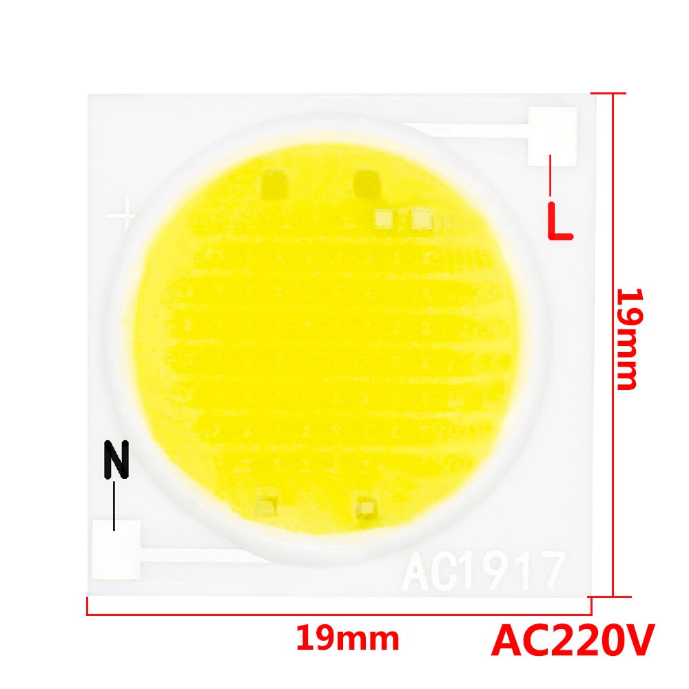 Puce LED COB en céramique, 12w 15w 20w 30w 50W 19x19MM, 25 pièces, Source de lumière Diode électroluminescente à haute conductivité thermique ac 220v, KIT de bricolage