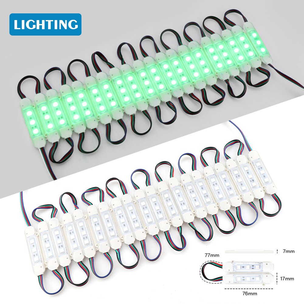 20 teile/los LED RGB 5050 3 LED Modul 12V Wasserdicht RGB Farbe veränderbar led-module beleuchtung, 3Leds 5050 led-module