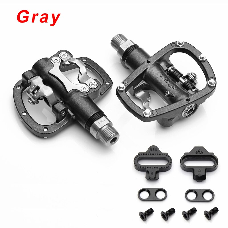 Wellgo Pedals MTB Cycling Mountain Bike Pedals Clipless SPD Compatible Self-locking Ultralight Aluminum Alloy R120B: Gray