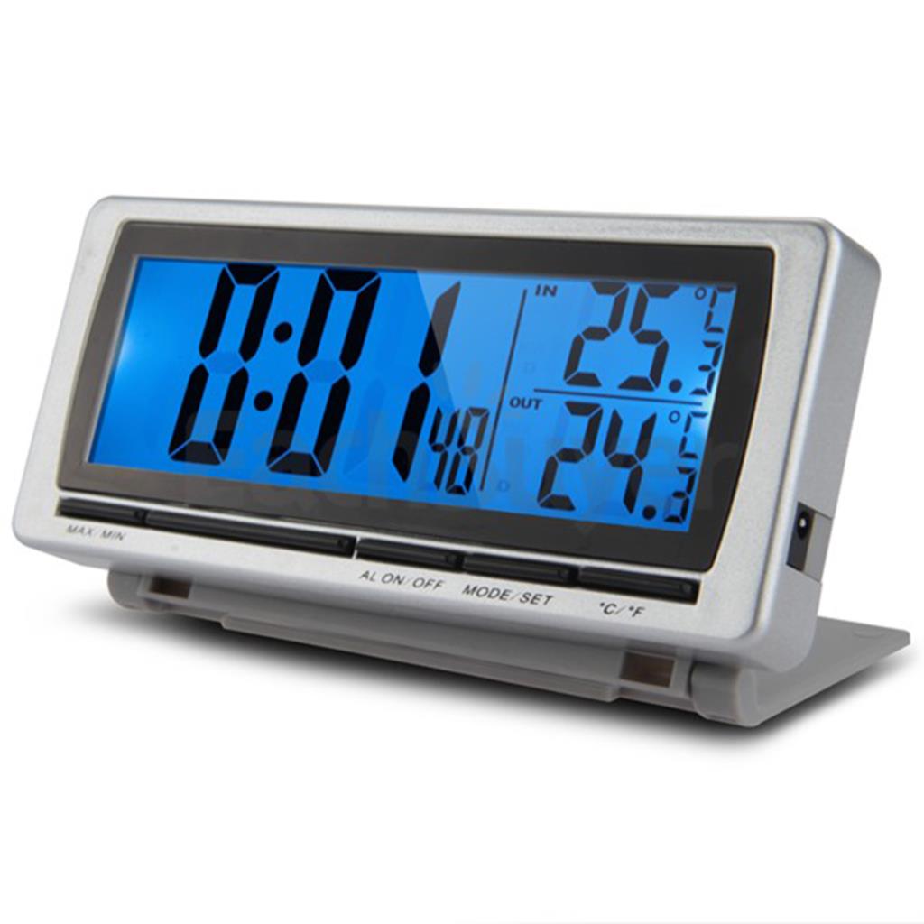 Digital LCD Display LED Blue Backlight Car F/C Thermometer Clock Alarm Sensor
