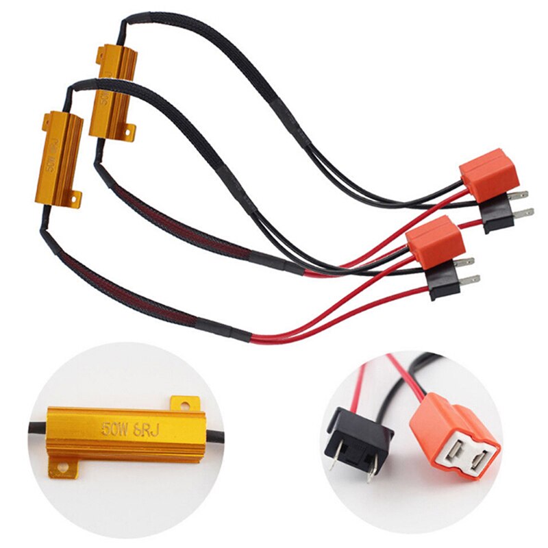 2Pcs 50W H7/9005/9006 Car Load Resistor Error Canceller LED Decoder Canbus Free Wiring Canceller Decoder Light