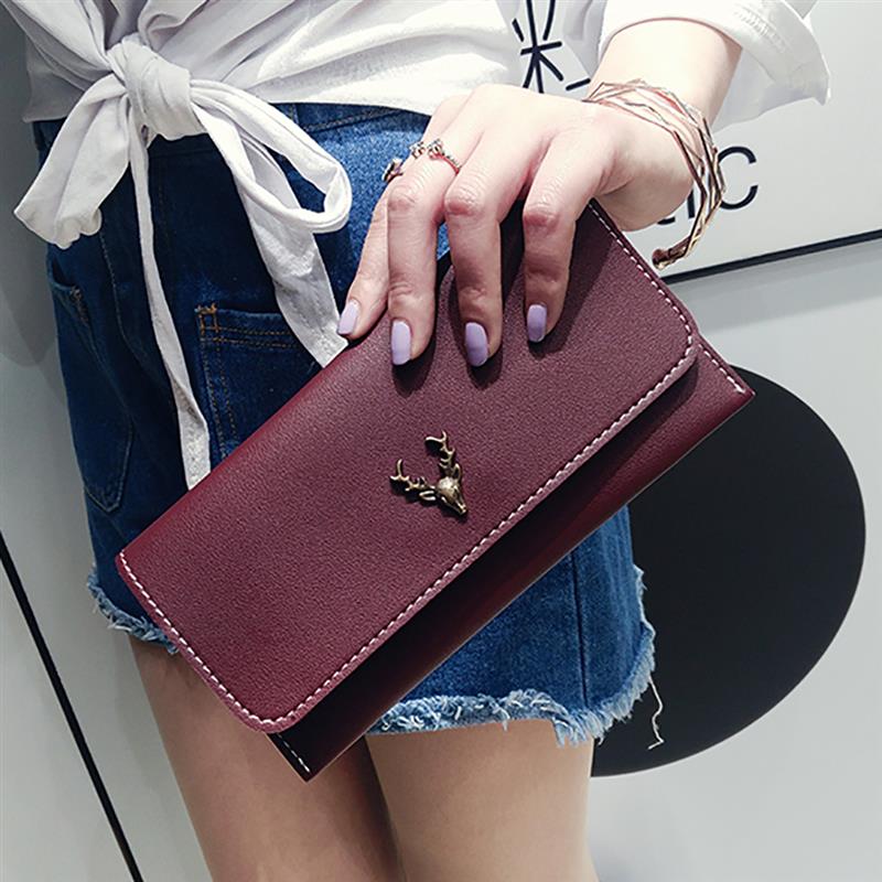 Wysokiej jakości PU skórzany portfel damski moda na co dzień przycisk monety portfel z saszetką na karty portfel sprzęgła kiesa wystrój łosia torba nowy przyjeżdża