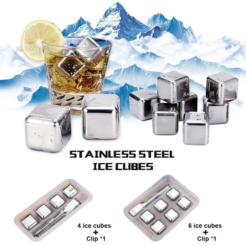 304 Rvs Ice Cubes Vriezer Metalen Koffie Drinken Whisky Ijsblokjes Bar Set