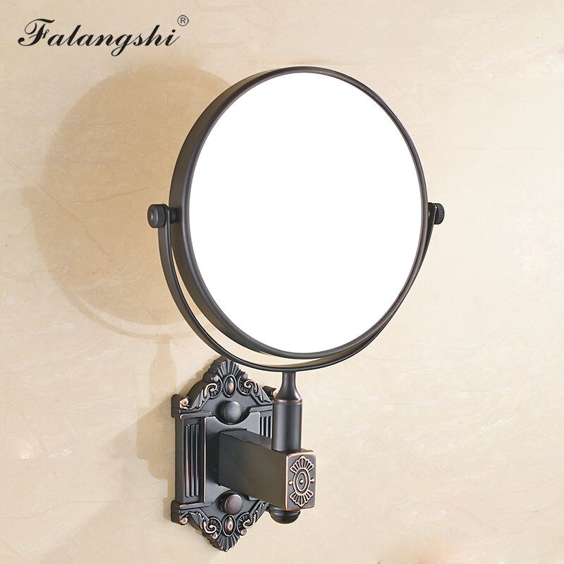 Bathroom Wall Mirror Antique Bronze Euro Style Bath Makeup Mirror Adjustable Round Cosmetic Mirrors Bathroom Accessories WB8901: Black