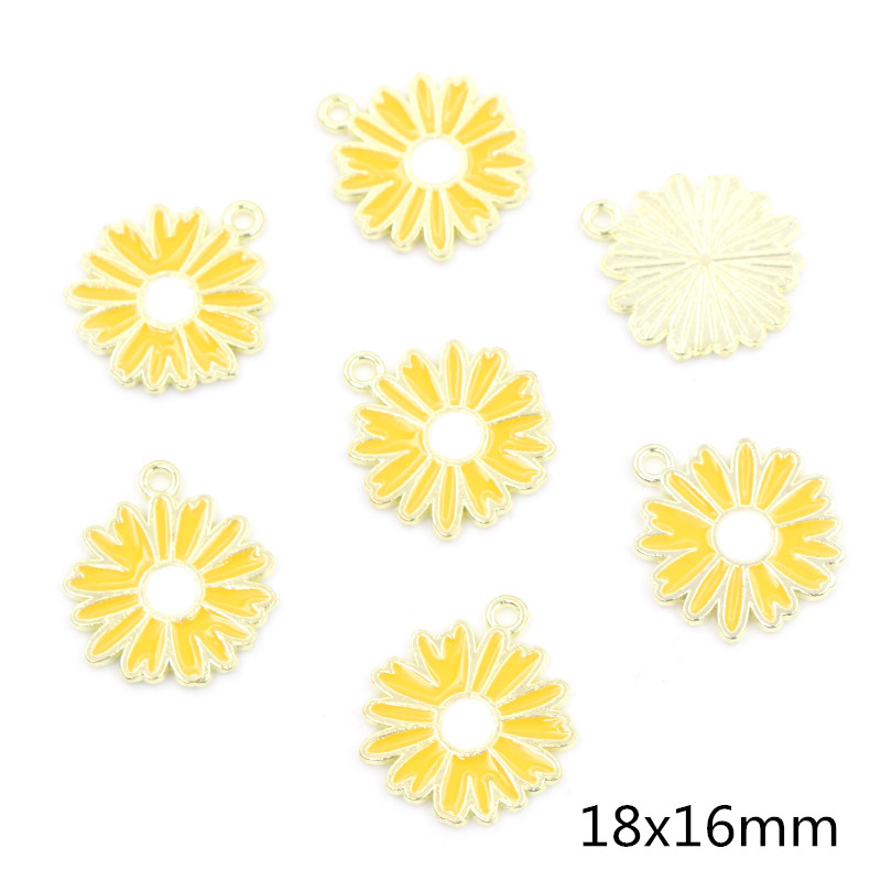 20Pcs 7-Kleuren Legering Metal Olie Colorblock Madeliefjes Charme Bloem Hanger Voor Diy Armband Ketting Sieraden Maken bevindingen: Violet