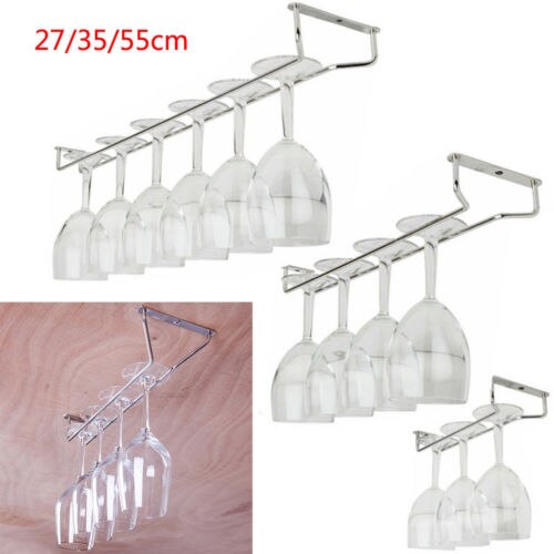 27/35 / 55cm Wine Glass Hanger Rack Stemware Home Bar Pub Holder Stainless Steel