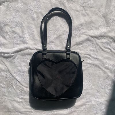 Japanses mochila feminina quadrada itabag, bolsa de couro pu de 3 saídas, mochila escolar feminina kawaii, saco transparente para ita de compras: Black A