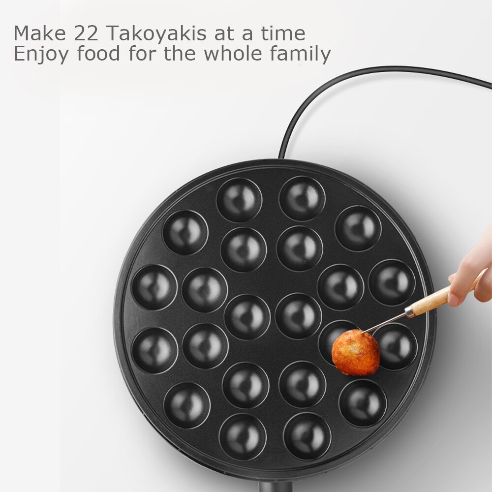 Takoyaki Maker Ebelskiver Maker Electric Takoyaki Pan Stuffed Pancake Pan Munk Aebleskiver Pan with 22 Takoyaki Holes EU Plug